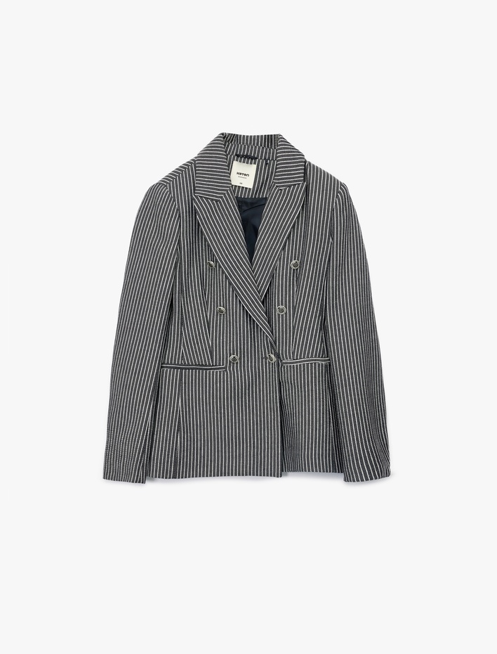  Slim Fit Cepli Uzun Kollu Kruvaze Blazer Ceket
