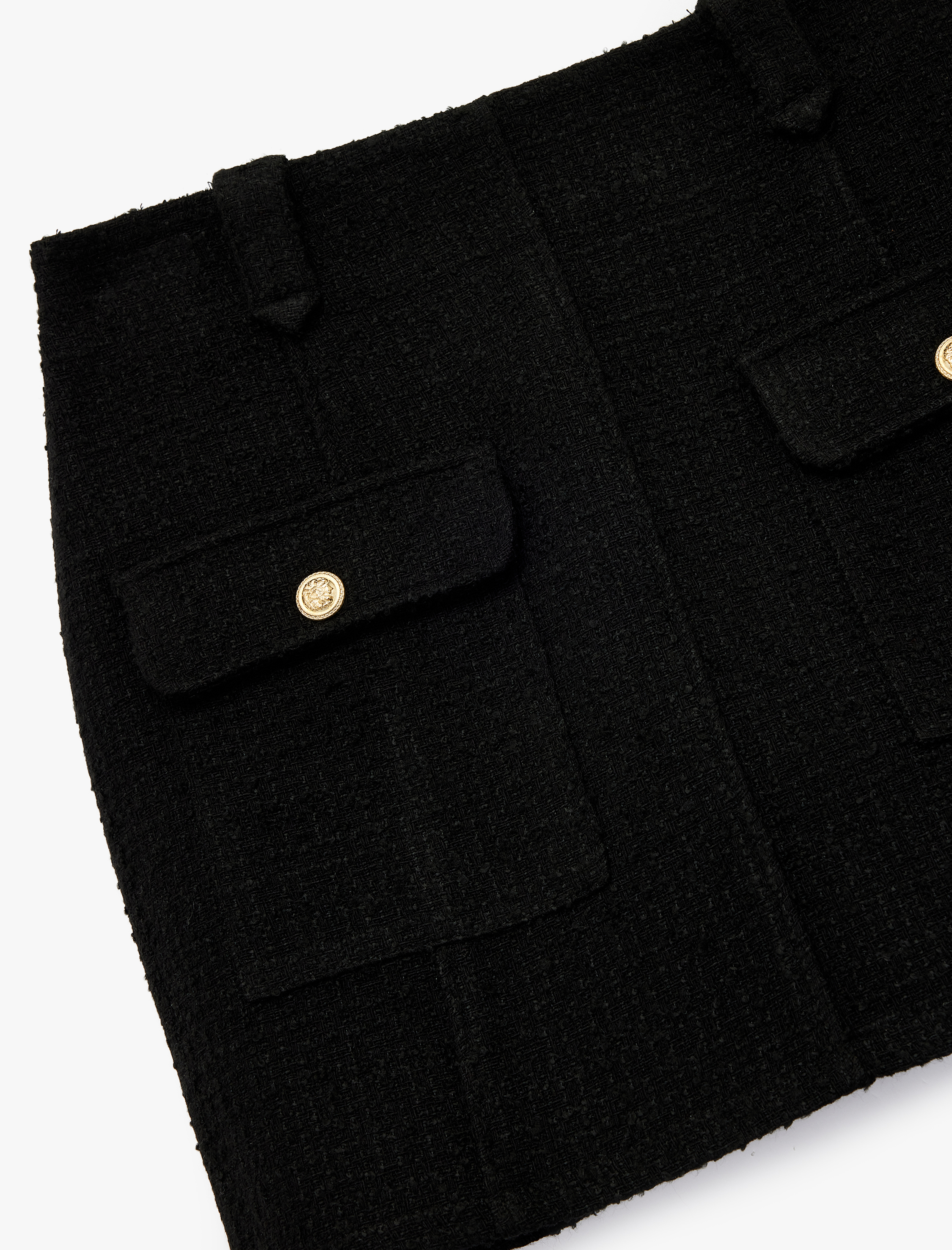   Düğmeli Cep Detaylı A Kesim Mini Tüvit Etek