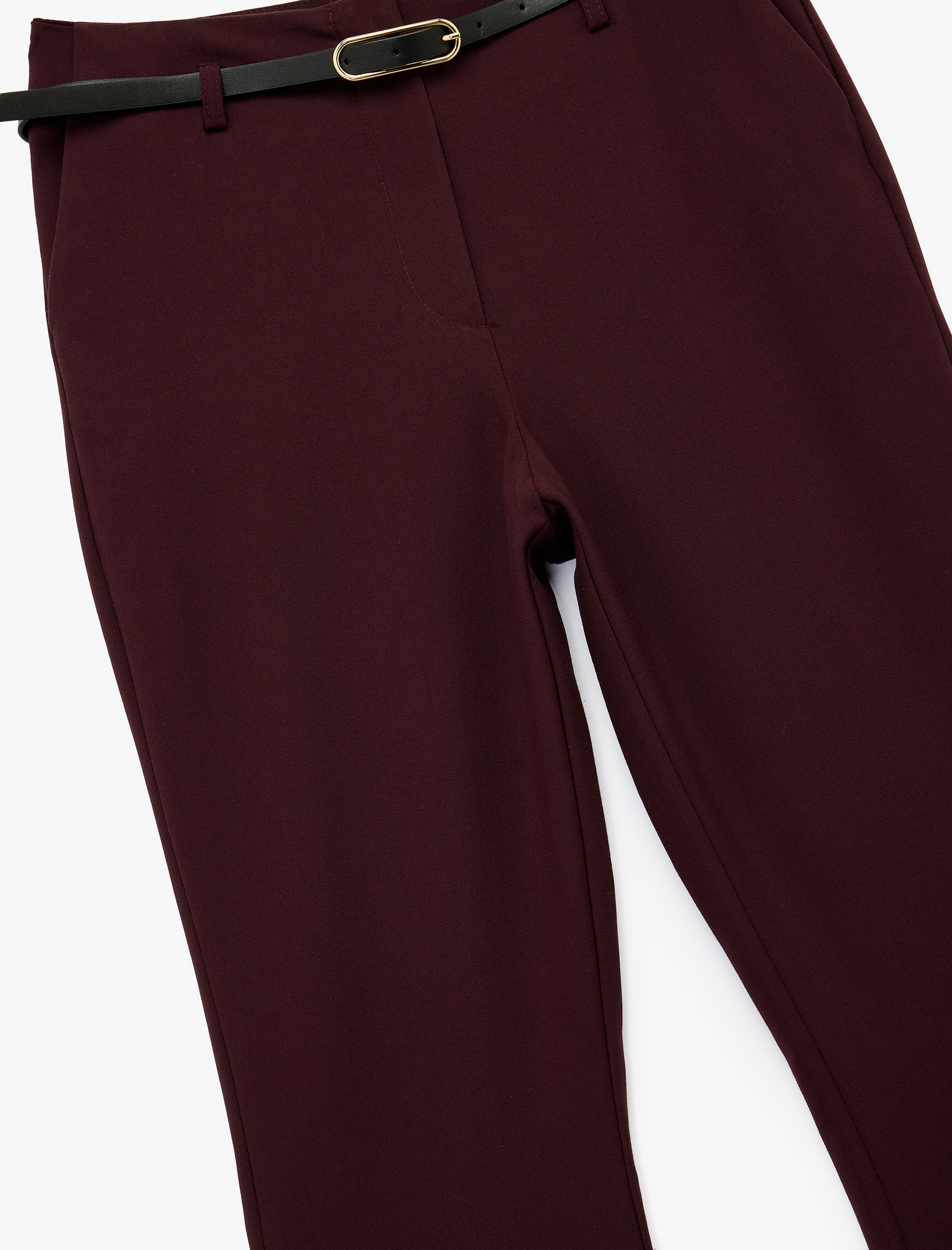   Slim Fit Cepli Kemer Detaylı İspanyol Paça Kumaş Pantolon