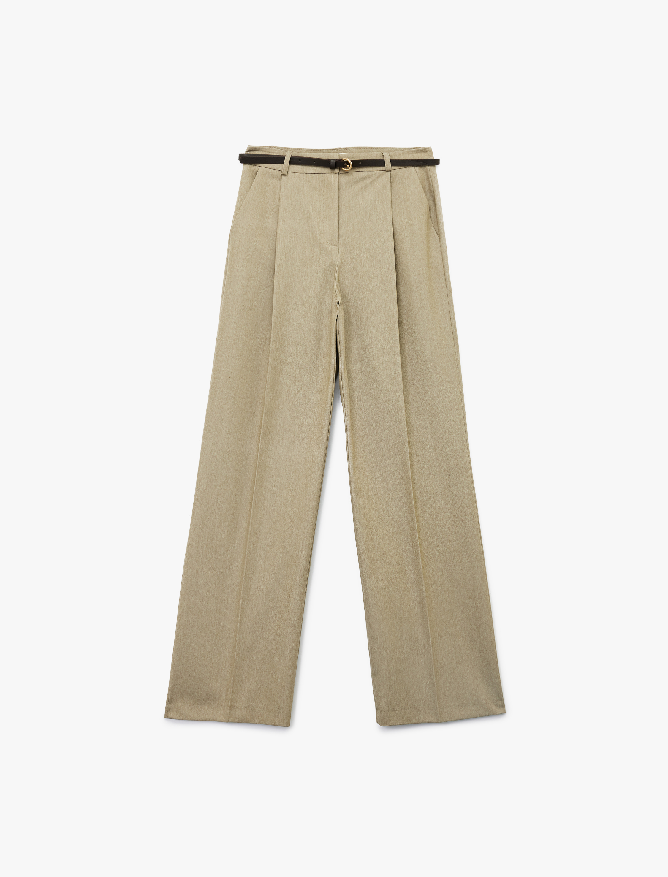   Cepli Pileli Yüksek Bel Kemerli Palazzo Pantolon