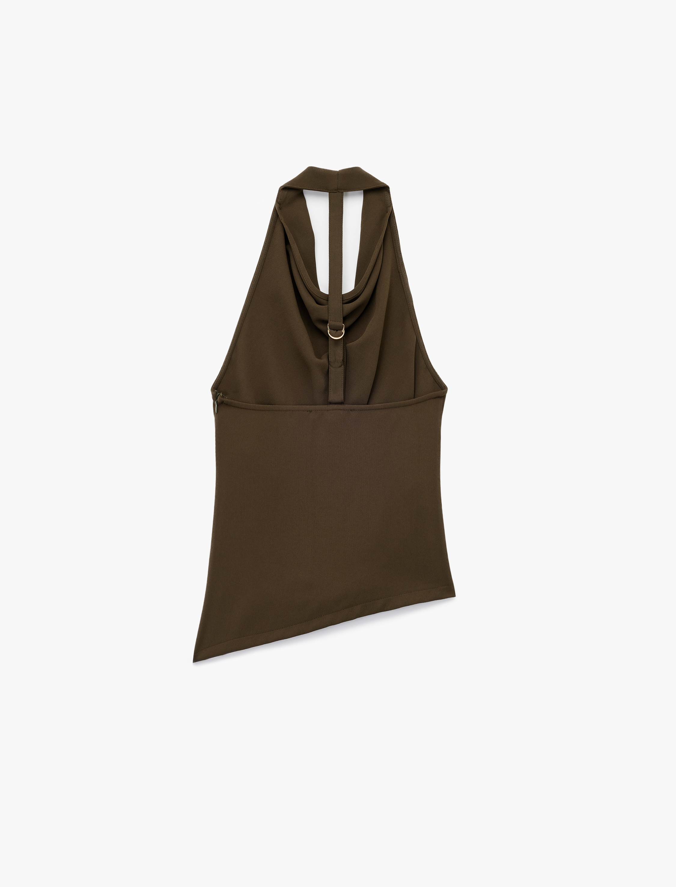   Kolsuz Sırt Dekolteli Drapeli Asimetrik Degaje Yaka Bluz