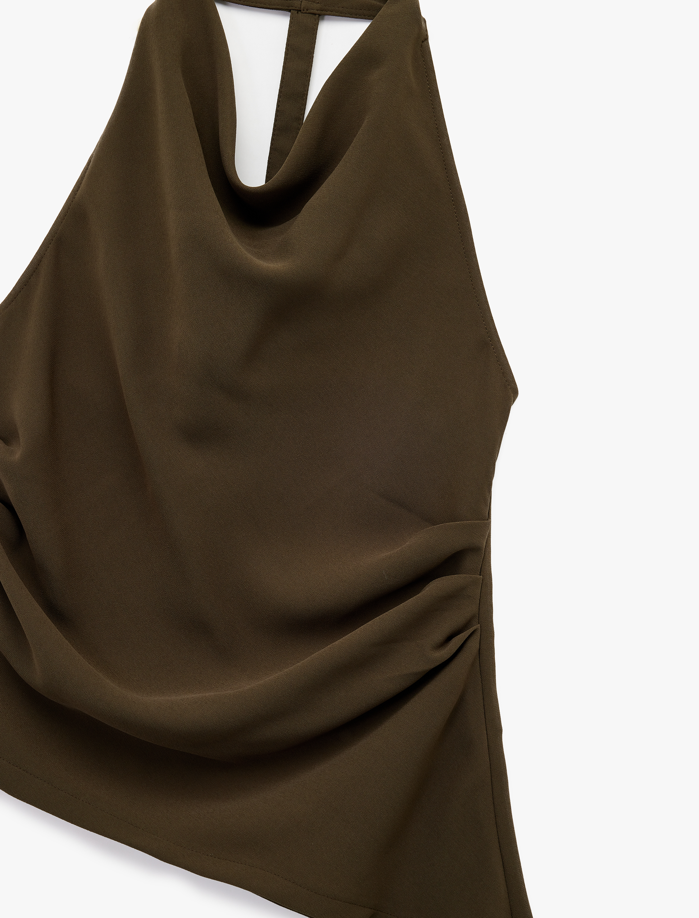   Kolsuz Sırt Dekolteli Drapeli Asimetrik Degaje Yaka Bluz