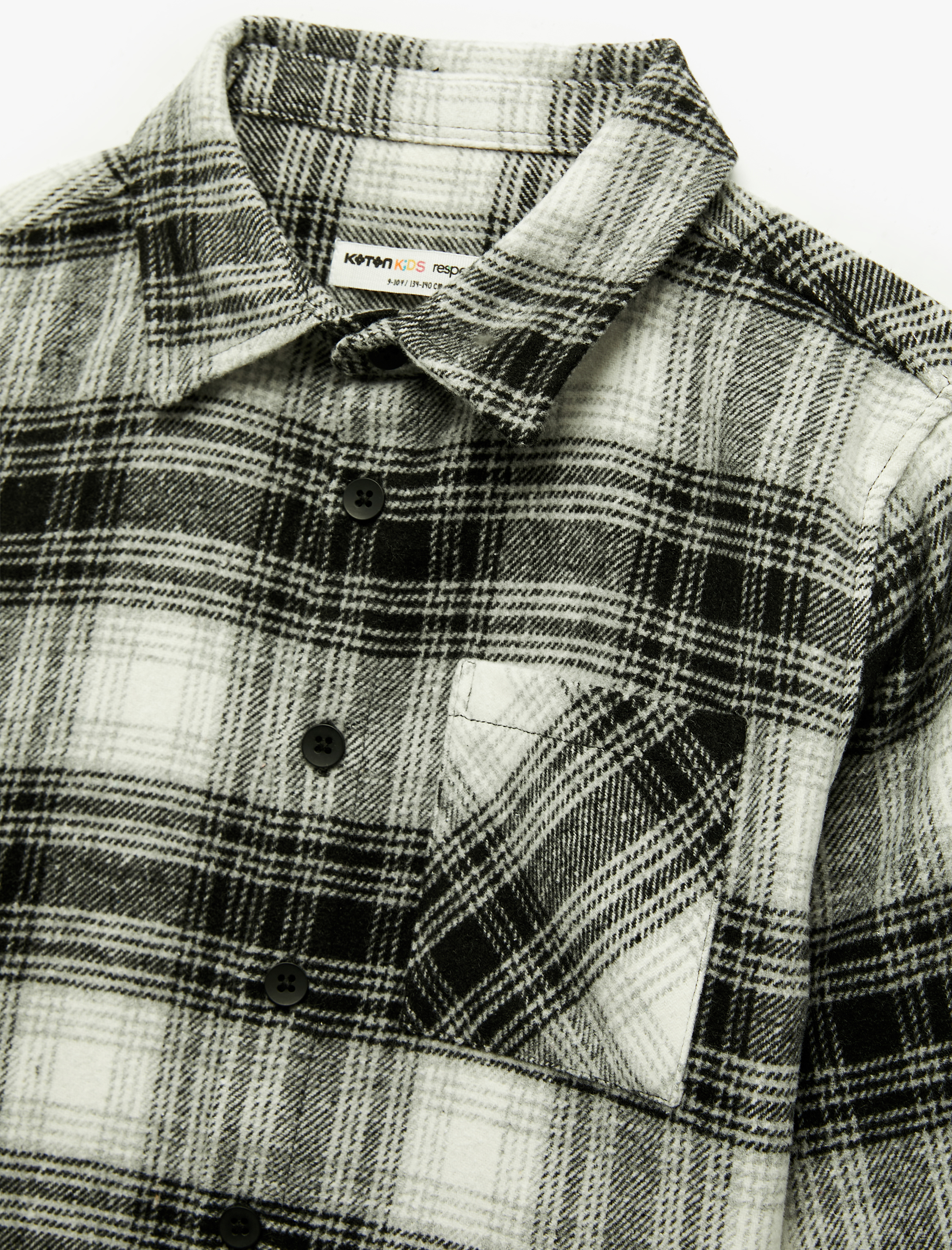  Erkek Çocuk Uzun Kollu Tek Cepli Klasik Yaka Ekoseli Gömlek