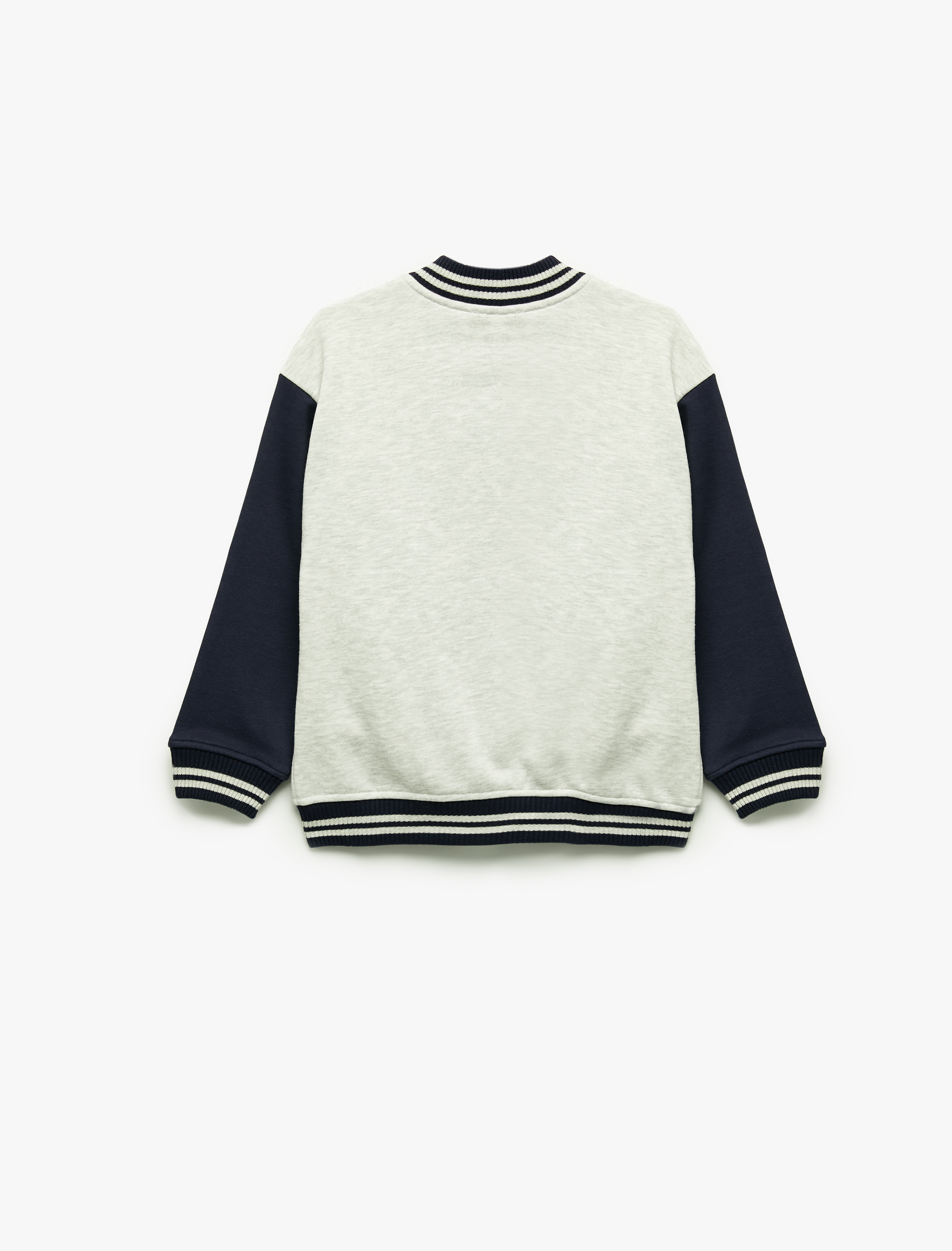  Erkek Çocuk Nakışlı Çıtçıt Kapamalı Uzun Kollu Şardonlu Bomber Kolej Ceket