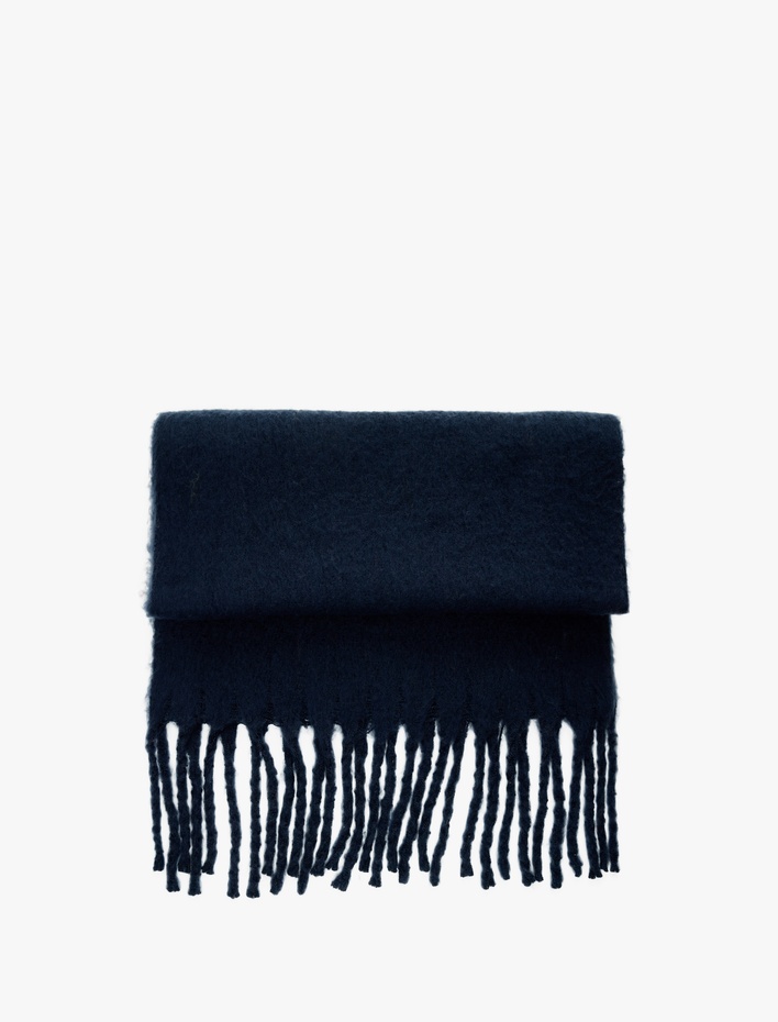 Kadın Yumuşak Dokulu Püsküllü Uzun Atkı