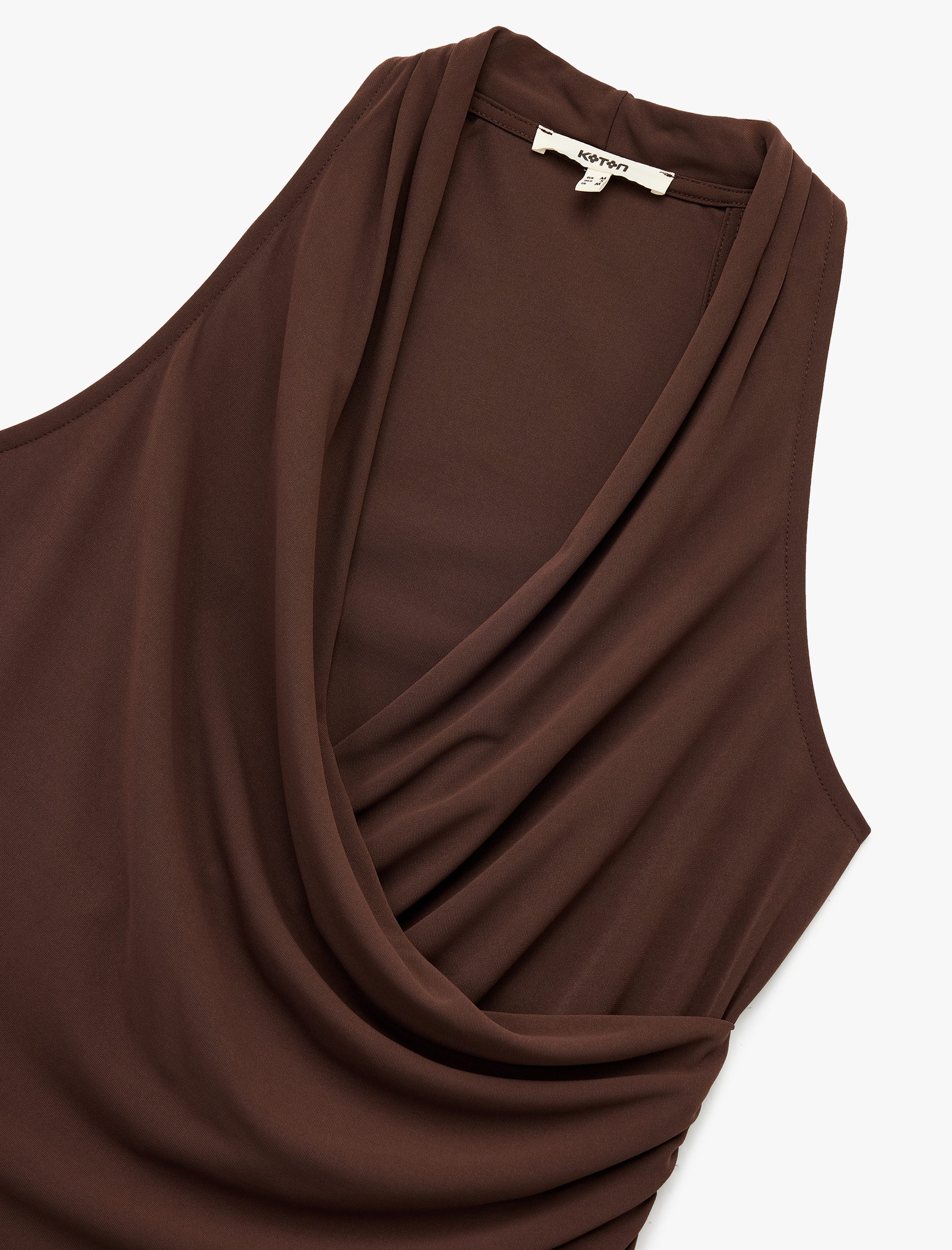   Kruvaze Yaka Kolsuz Drape Detaylı Bluz