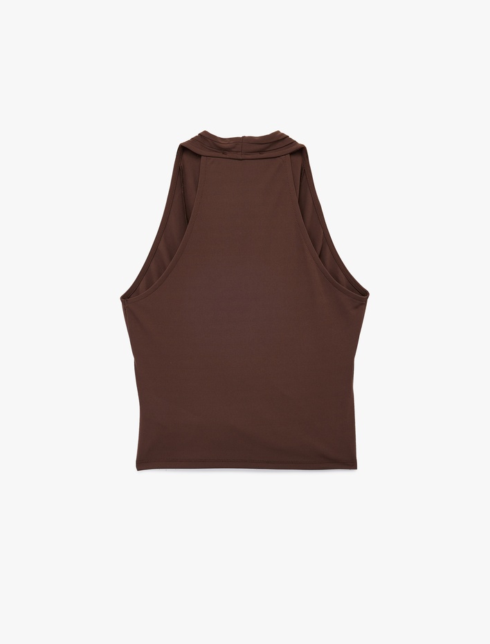  Kruvaze Yaka Kolsuz Drape Detaylı Bluz