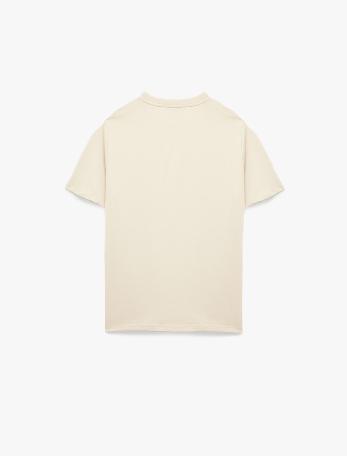  Kısa Kollu Bisiklet Yaka Baskılı Oversize Spor Tişört