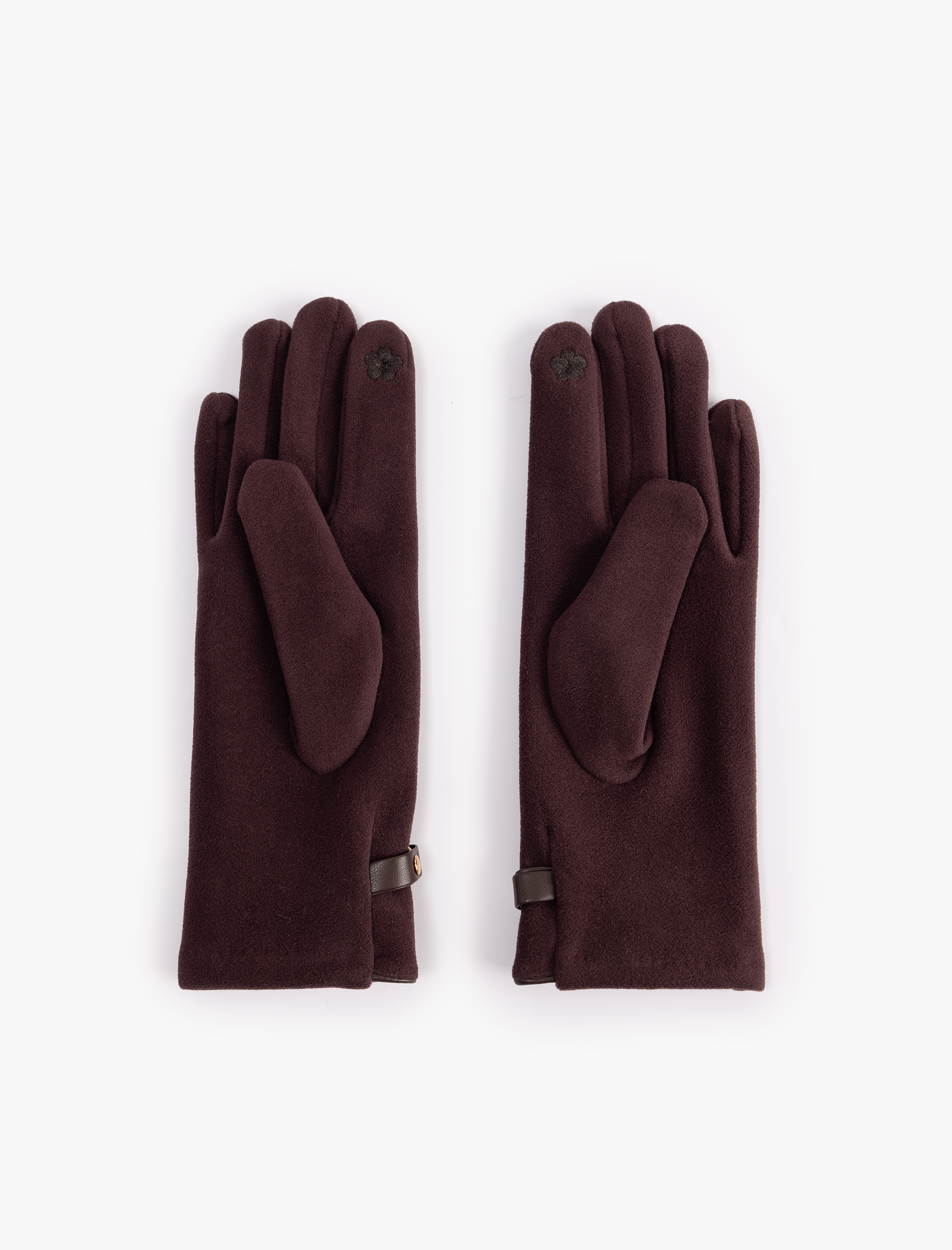  Kadın Süet Görünümlü Kemerli Eldiven