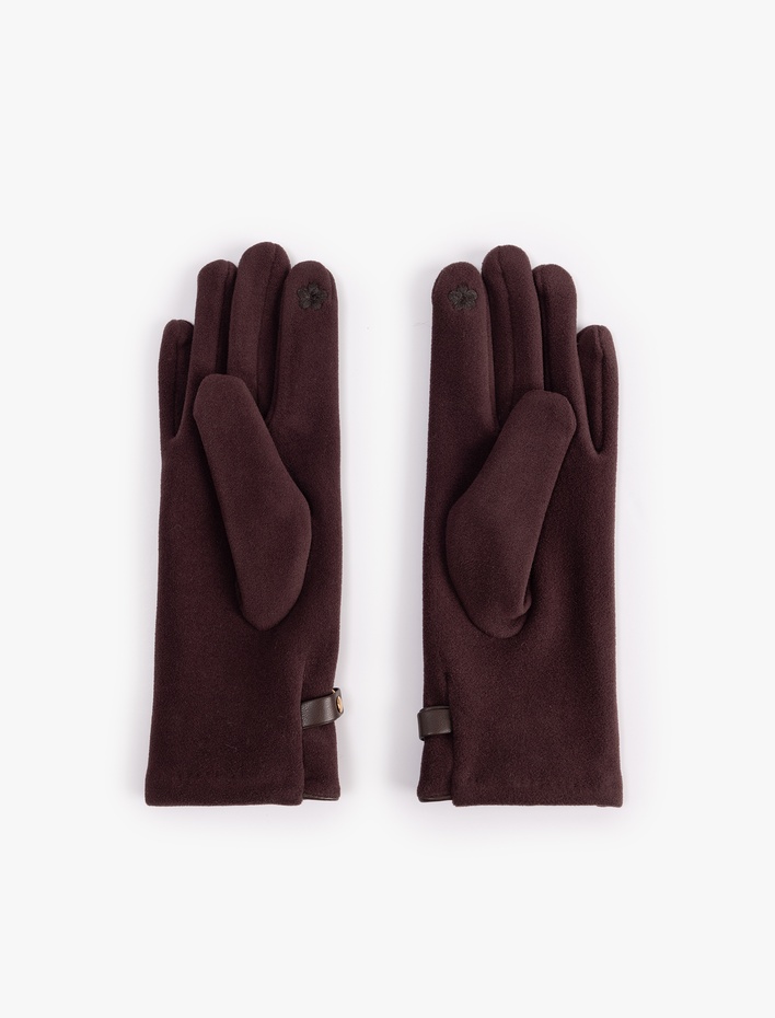Kadın Süet Görünümlü Kemerli Eldiven