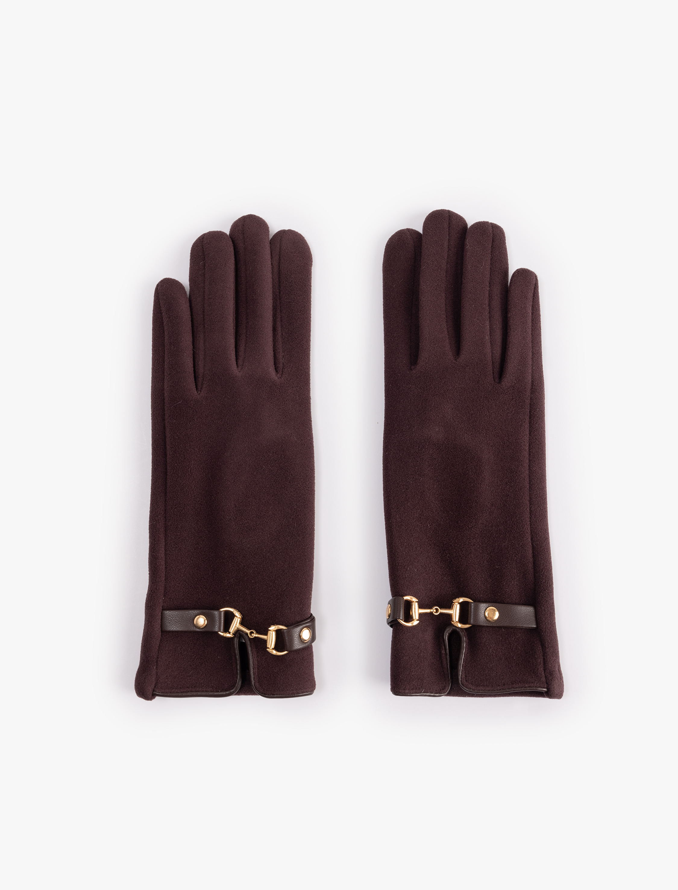  Kadın Süet Görünümlü Kemerli Eldiven