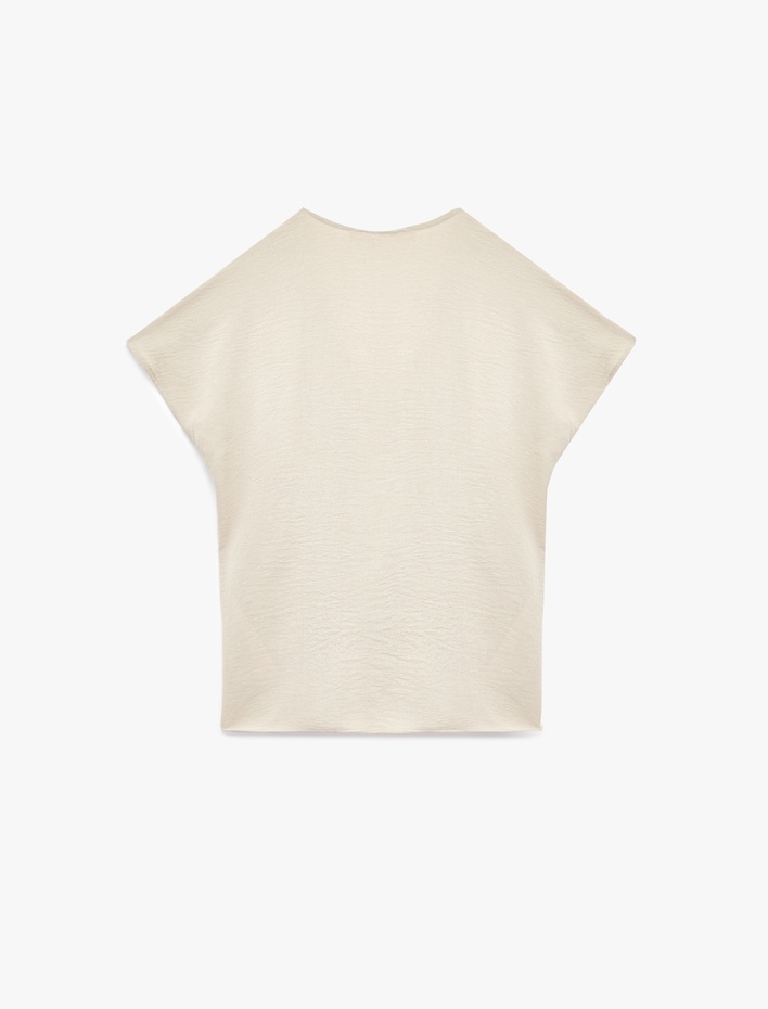  Aerobin Kumaş Bağlama Detaylı V Yaka Kruvaze Kolsuz Bluz