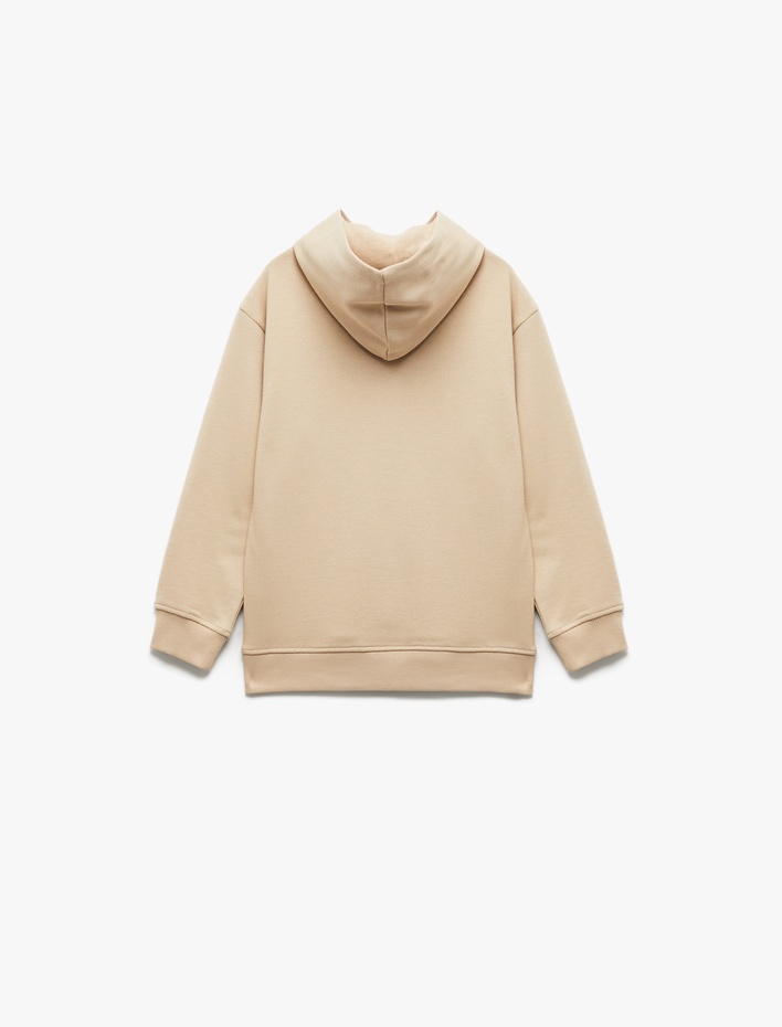 Erkek Çocuk Şardonlu Uzun Kollu Pamuklu Baskılı Oversize Kapşonlu Sweatshirt