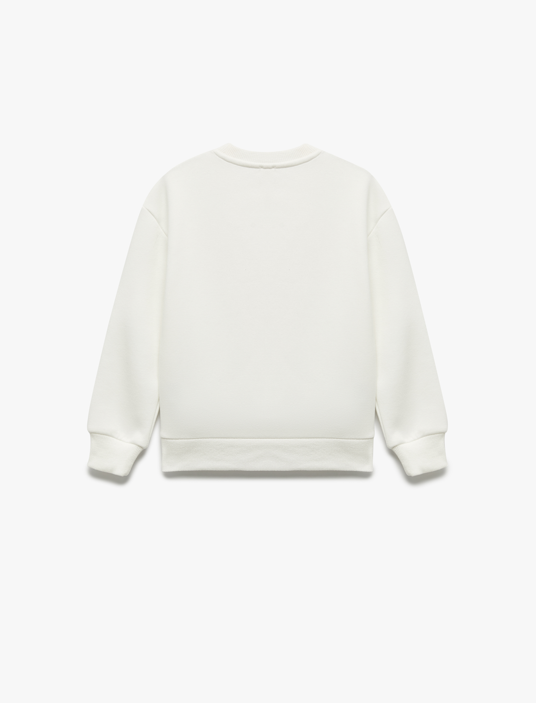  Kız Çocuk Uzun Kollu Bisiklet Yaka Şardonlu Fiyonk Baskılı Sweatshirt