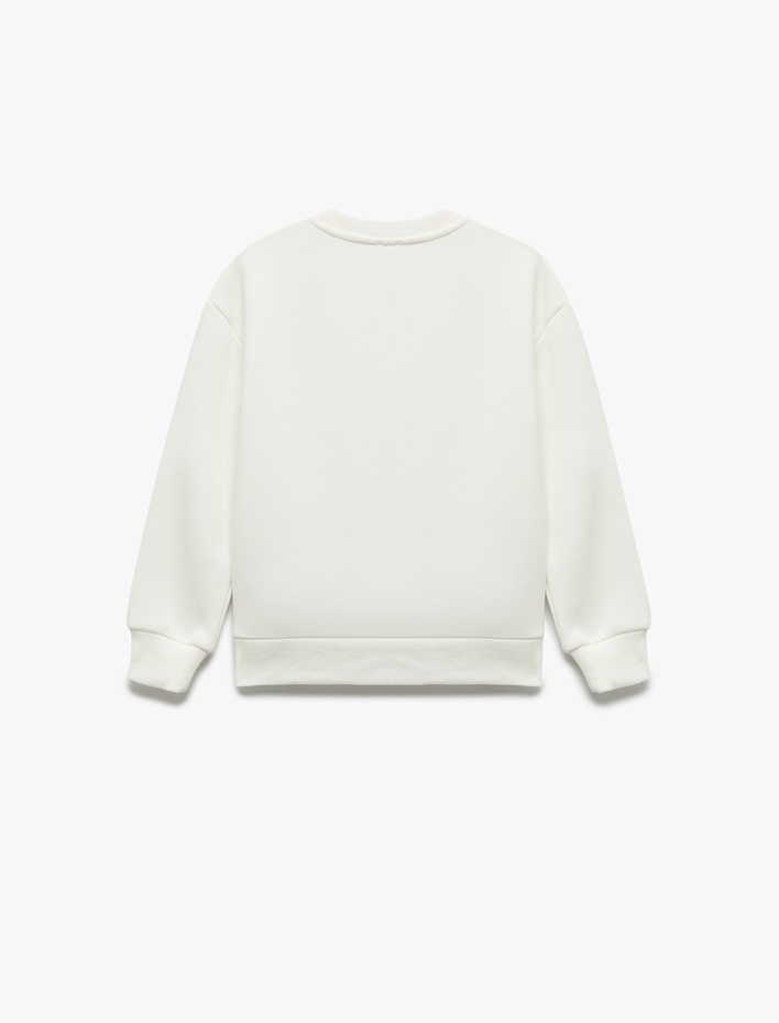 Kız Çocuk Uzun Kollu Bisiklet Yaka Şardonlu Fiyonk Baskılı Sweatshirt