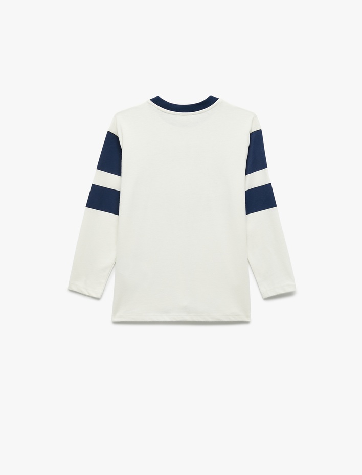 Erkek Çocuk Pamuklu Uzun Kollu Oversize Bisiklet Yaka Kolej Baskılı Tişört