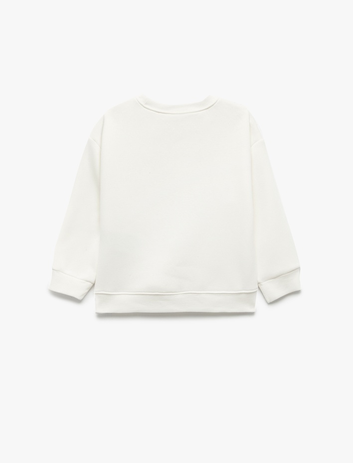 Erkek Bebek Yılbaşı Baskılı Uzun Kollu Şardonlu Bisiklet Yaka Sweatshirt