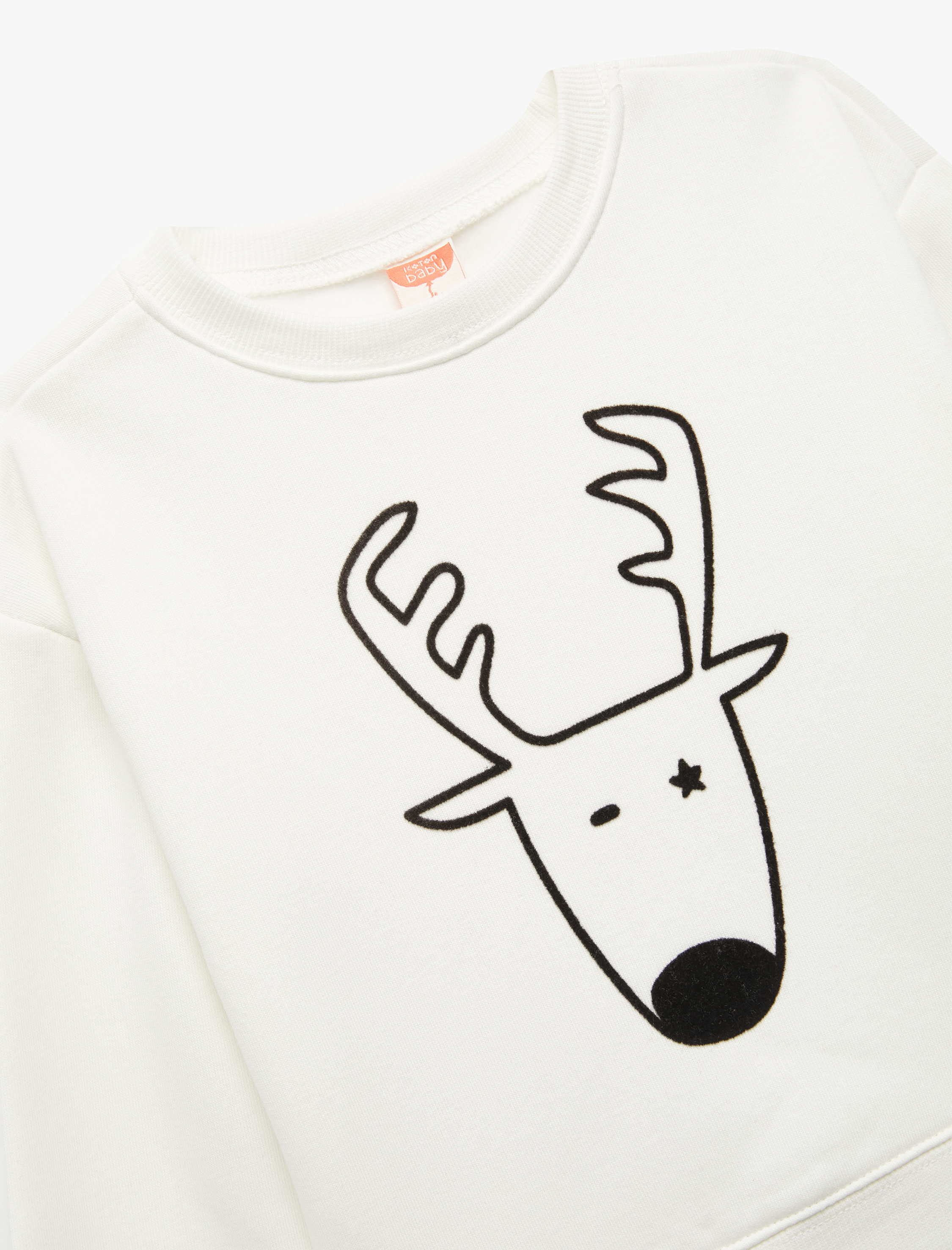  Erkek Bebek Yılbaşı Baskılı Uzun Kollu Şardonlu Bisiklet Yaka Sweatshirt