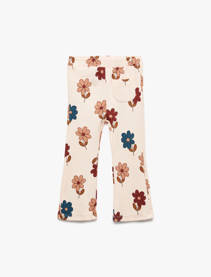 Kız Bebek Çiçekli Kaşkorse Pamuklu İspanyol Paça Tayt