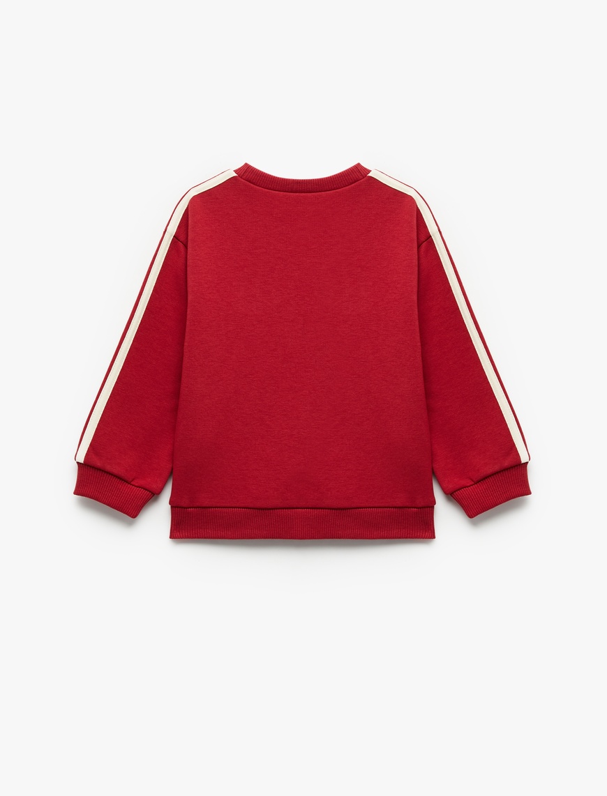  Kız Bebek Uzun Kollu Şardonlu Şerit Detaylı Nakışlı Bisiklet Yaka Sweatshirt
