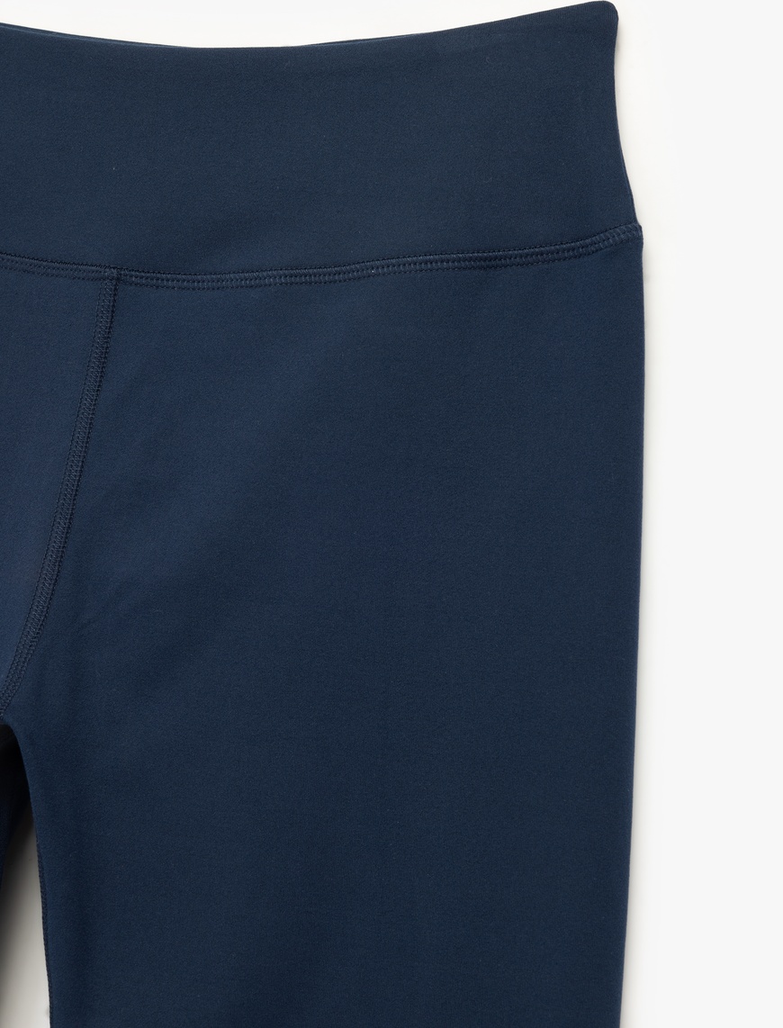   Yüksek Bel Skinny Fit İnterlok Dikiş Detaylı Spor Tayt