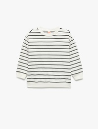Şardonlu Uzun Kollu Bisiklet Yaka Sweatshirt