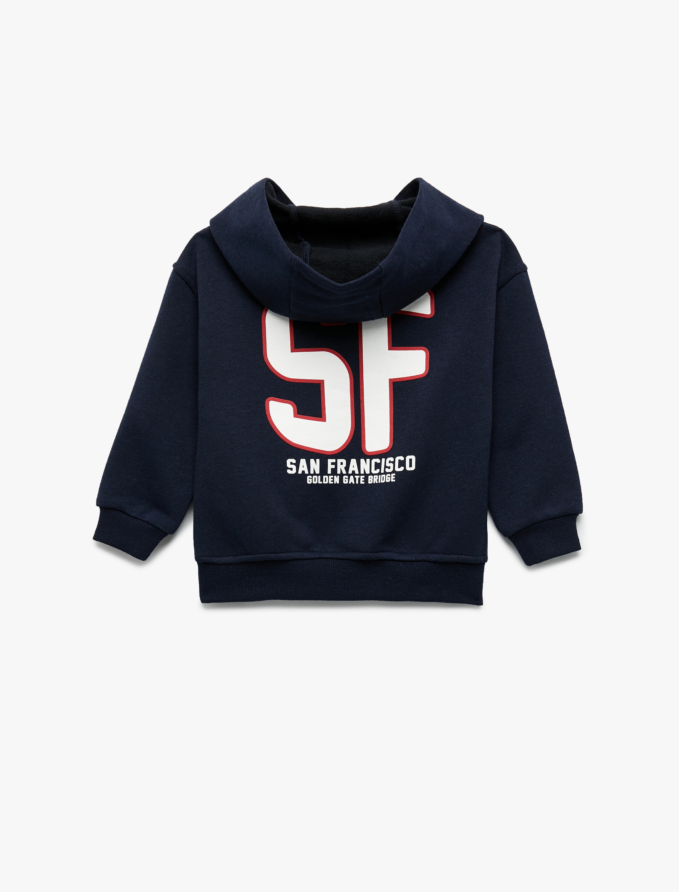  Erkek Bebek Şardonlu Uzun Kollu Kanguru Cepli Baskılı Kapüşonlu Sweatshirt