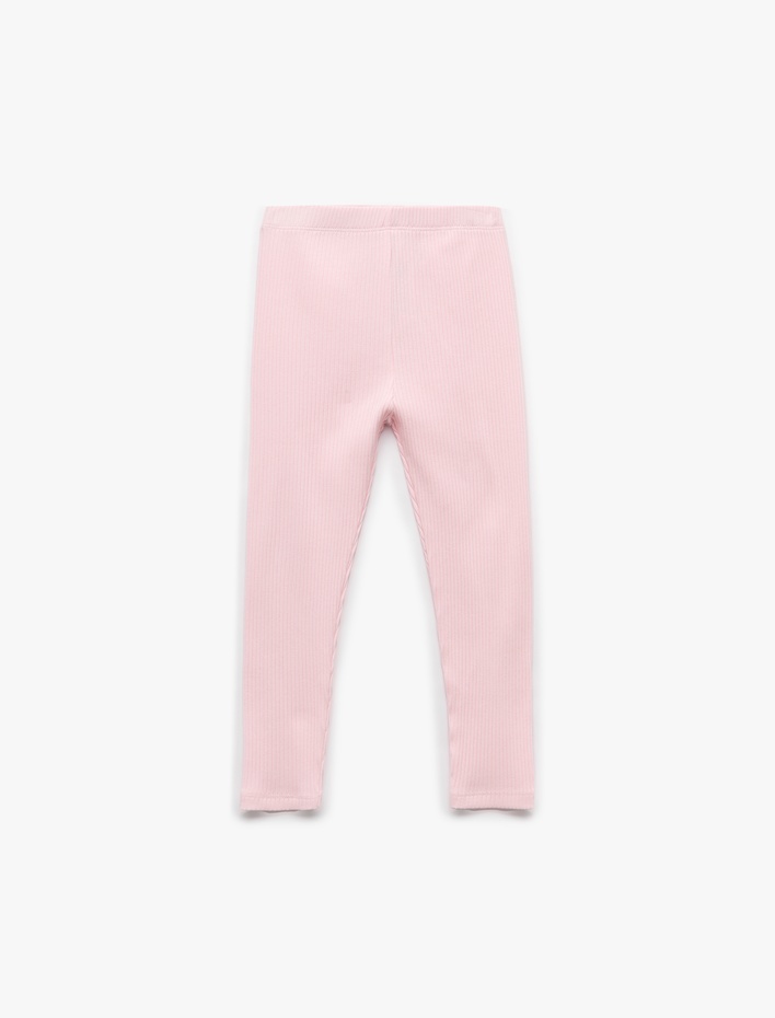 Kız Bebek Pamuklu Beli Lastikli Ribanalı Basic Uzun Tayt