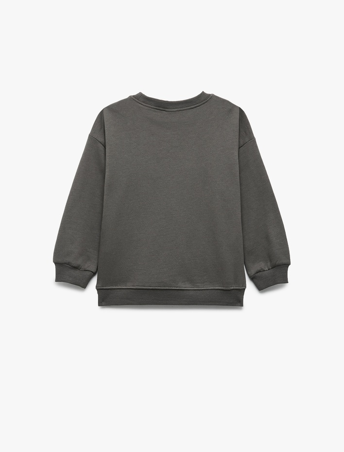 Kız Bebek Uzun Kollu Şardonlu Bisiklet Yaka Fiyonk Baskılı Sweatshirt