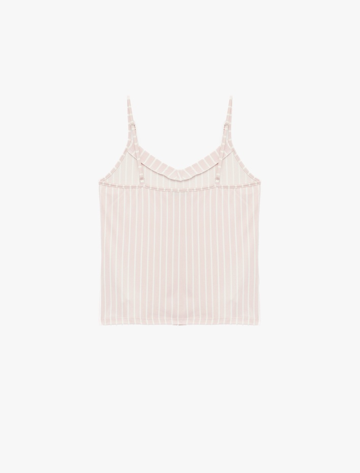  Rahat Kalıp V Yaka İnce Askılı Pijama Üstü