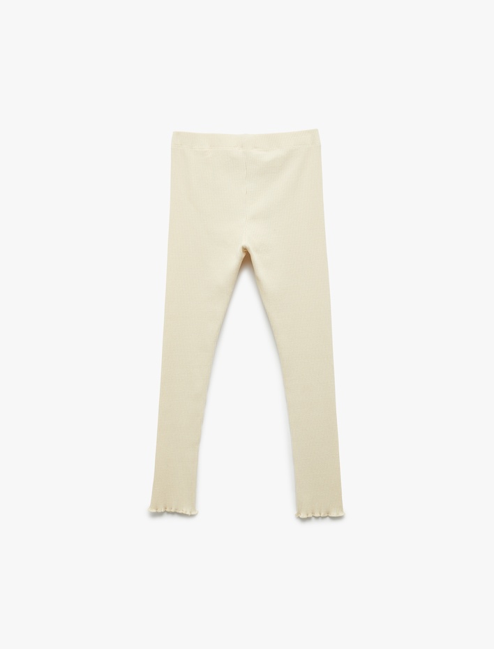 Kız Çocuk Kaşkorse Beli Lastikli Bağlama Detaylı Pamuklu Dar Kalıp Tayt