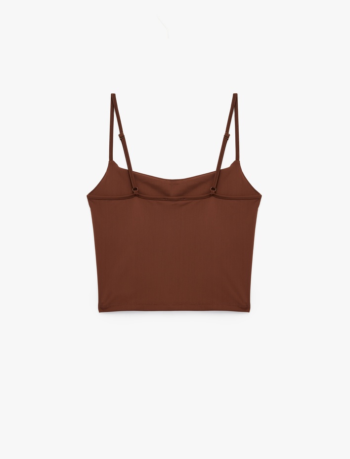  Skinny Fit İnce Askılı Crop Pijama Üstü