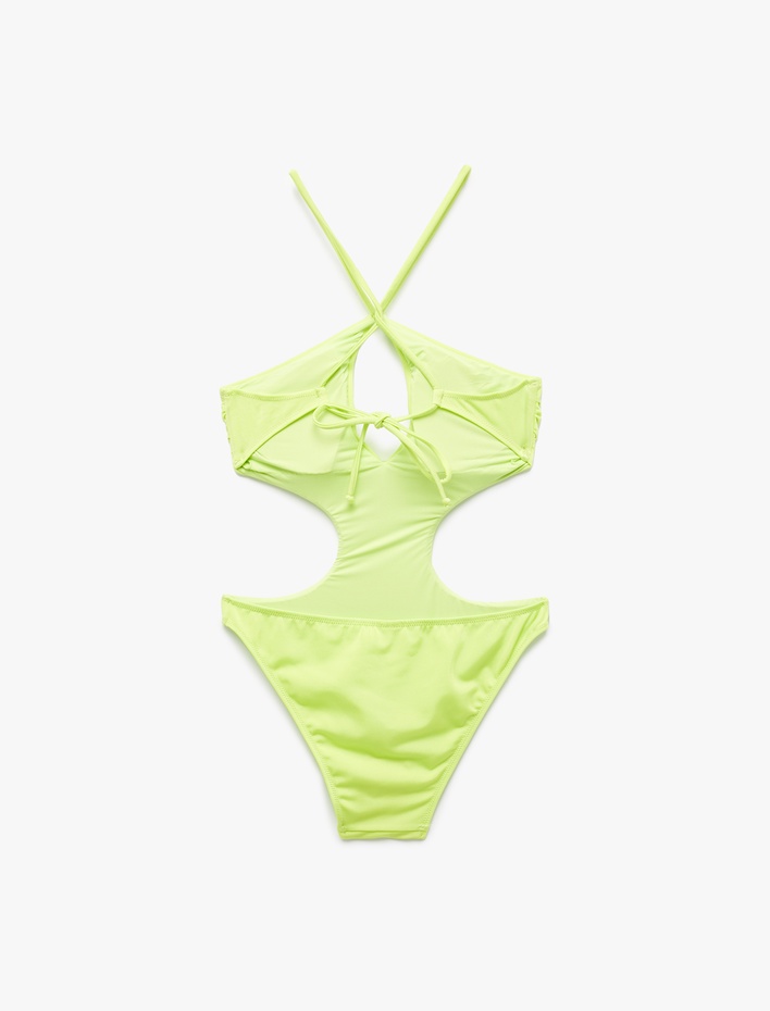  İp Askılı Halter Yaka Parlak Mayokini