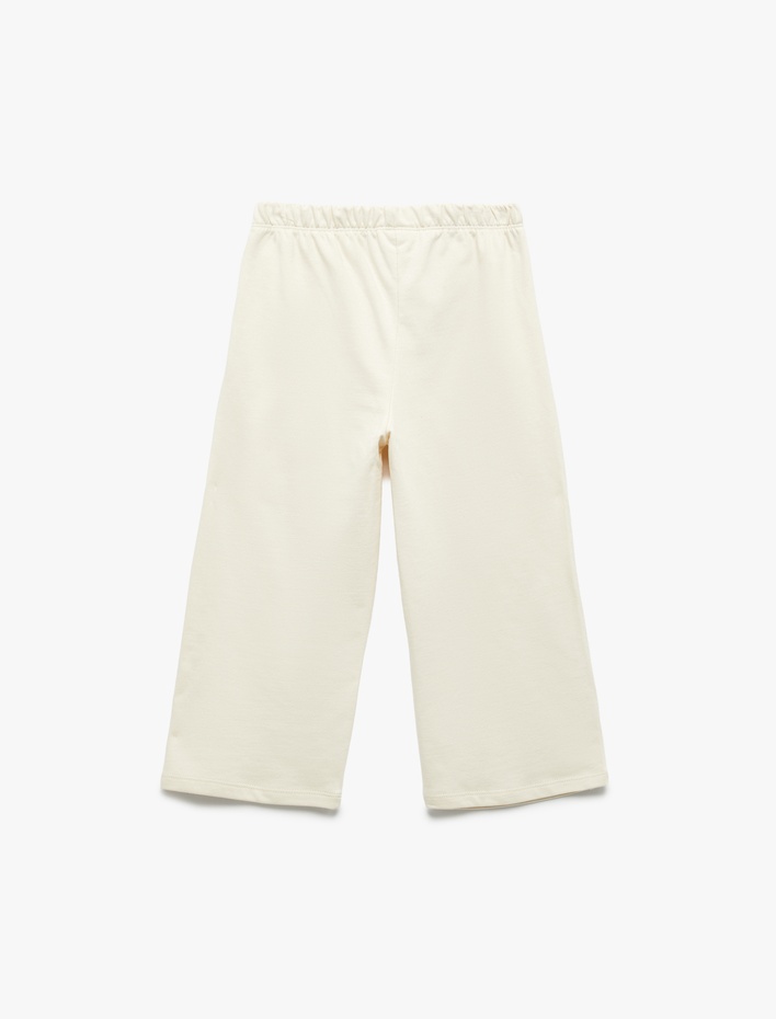 Kız Bebek Şardonlu Pamuklu Beli Lastikli Geniş Paça Eşofman Altı