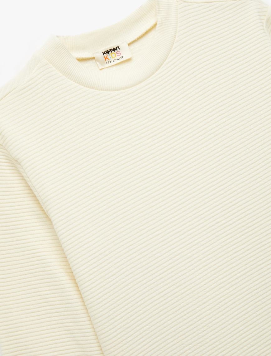  Erkek Çocuk Pamuklu Uzun Kollu Bisiklet Yaka Basic Okul Sweatshirt