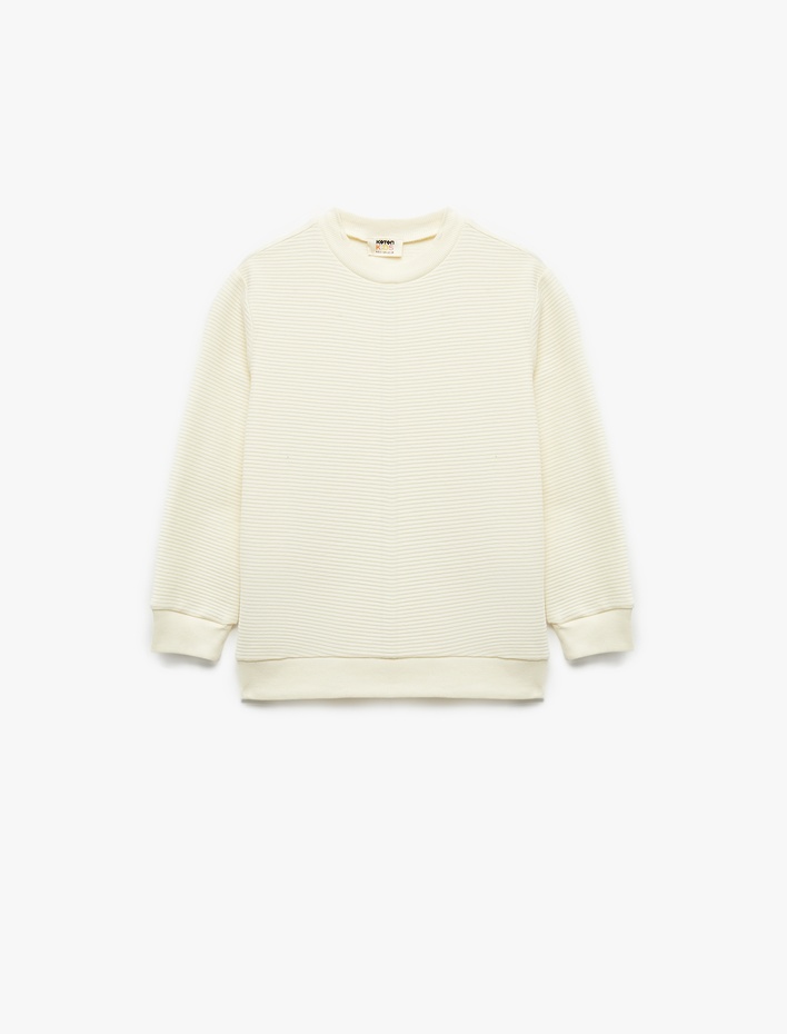 Erkek Çocuk Pamuklu Uzun Kollu Bisiklet Yaka Basic Okul Sweatshirt