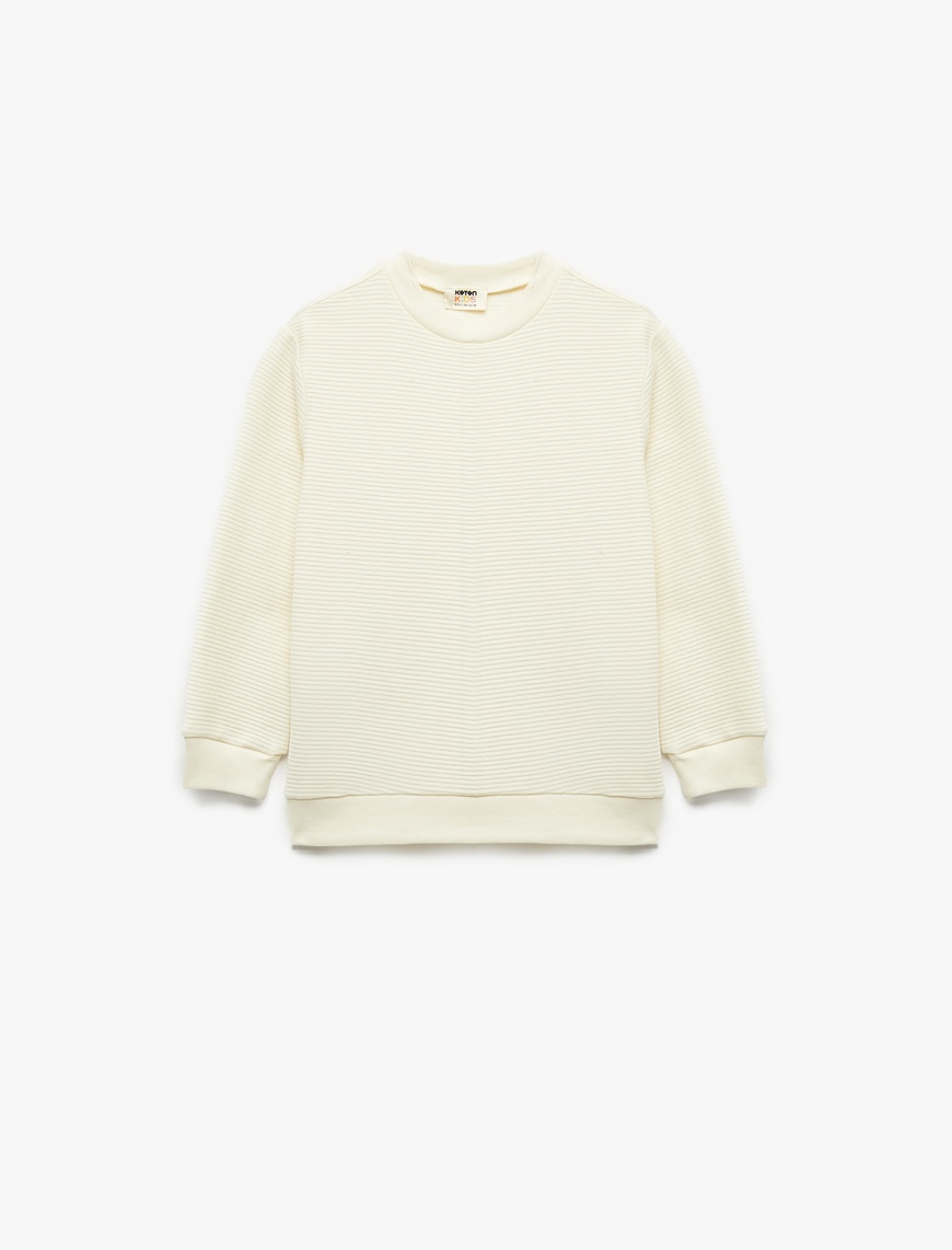  Erkek Çocuk Pamuklu Uzun Kollu Bisiklet Yaka Basic Okul Sweatshirt