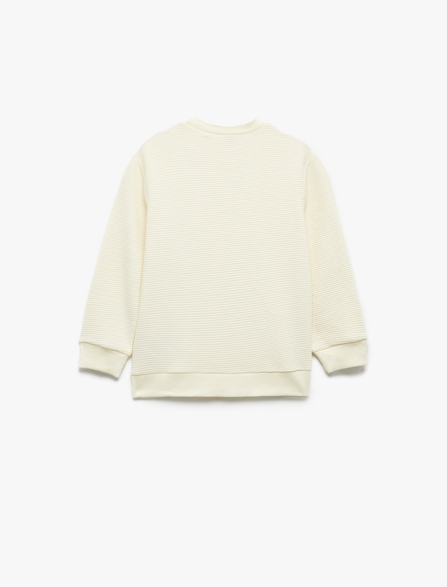  Erkek Çocuk Pamuklu Uzun Kollu Bisiklet Yaka Basic Okul Sweatshirt