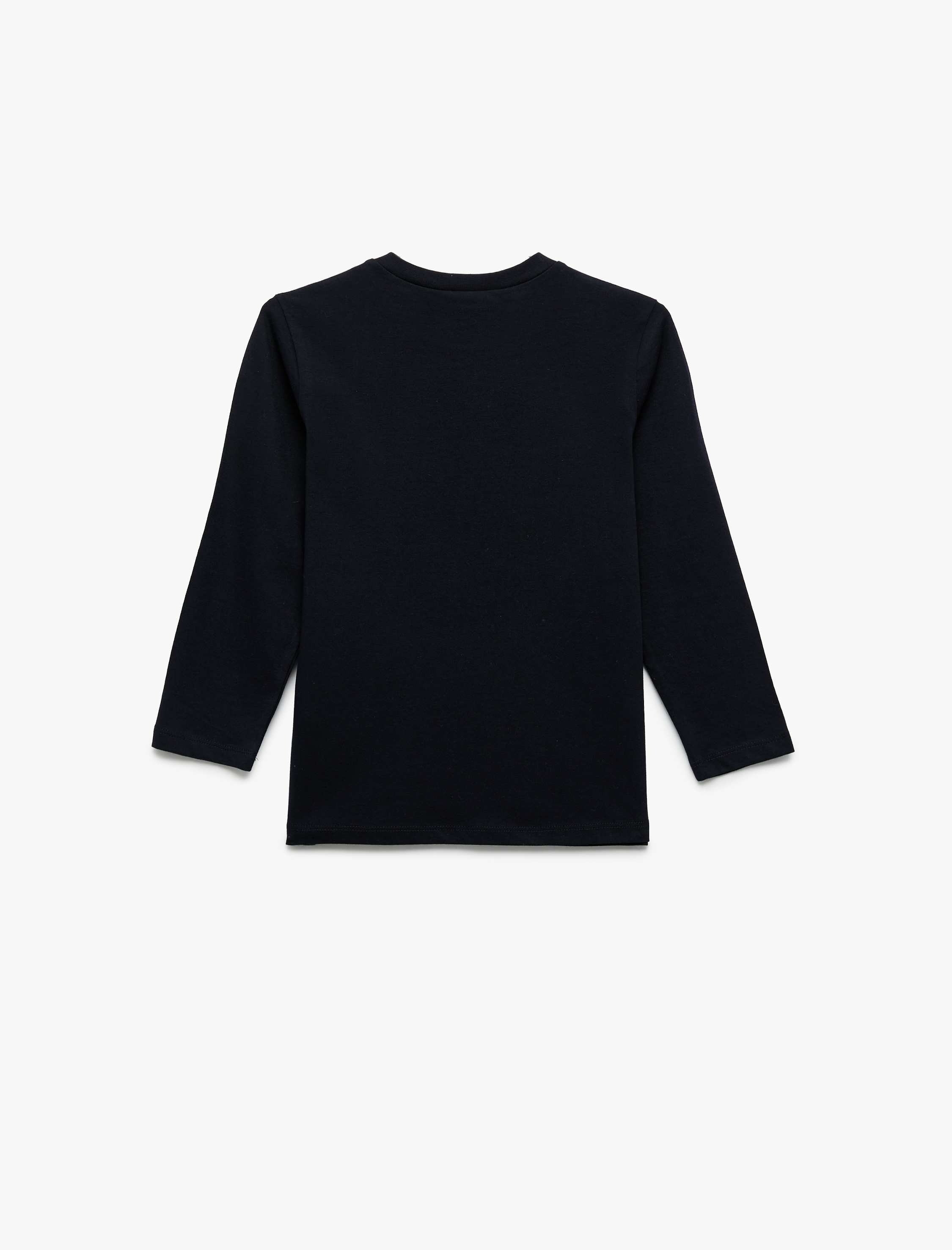  Erkek Çocuk Pamuklu Uzun Kollu Bisiklet Yaka Uzay Baskılı Tişört