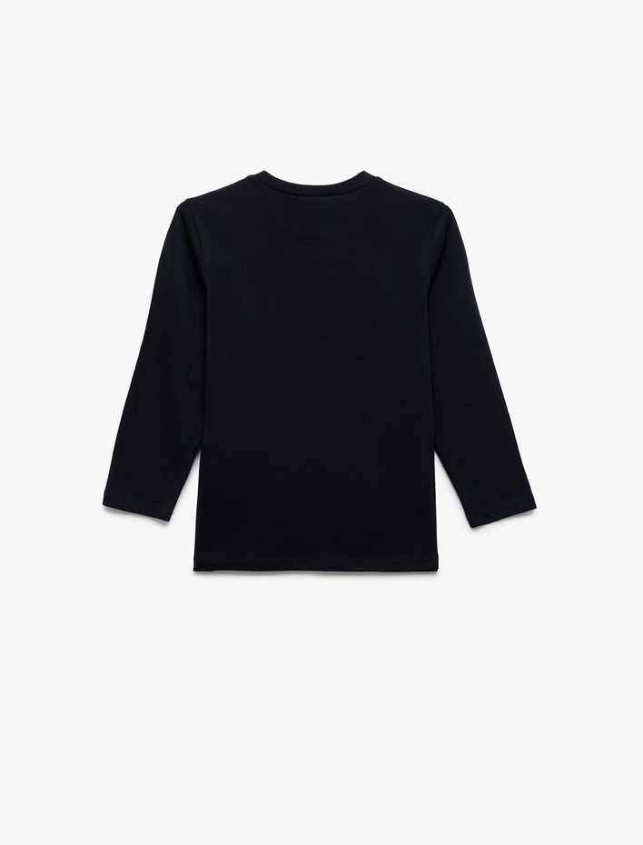 Erkek Çocuk Pamuklu Uzun Kollu Bisiklet Yaka Uzay Baskılı Tişört