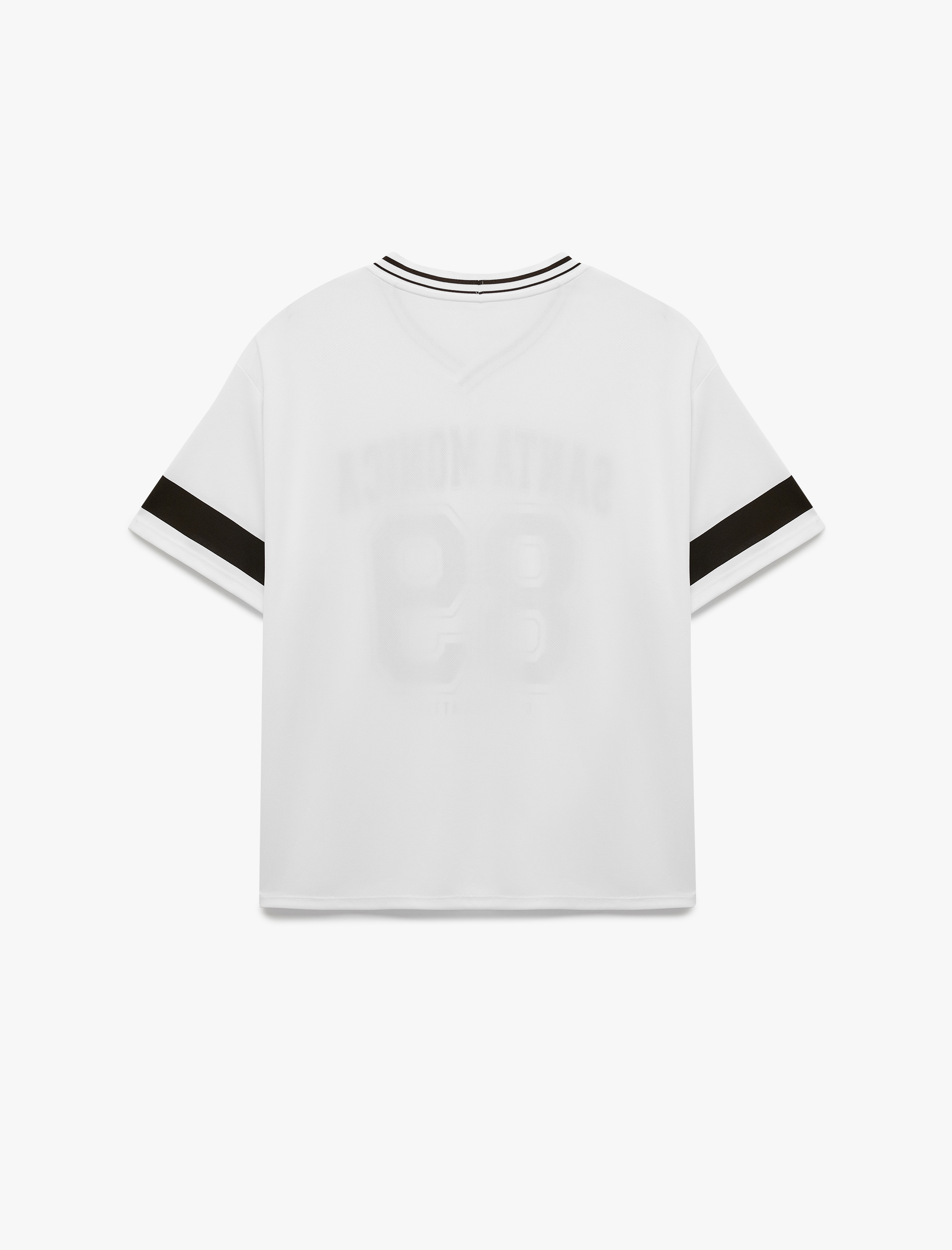   Baskılı Biyeli V Yaka Kısa Kollu Oversize Spor Tişört