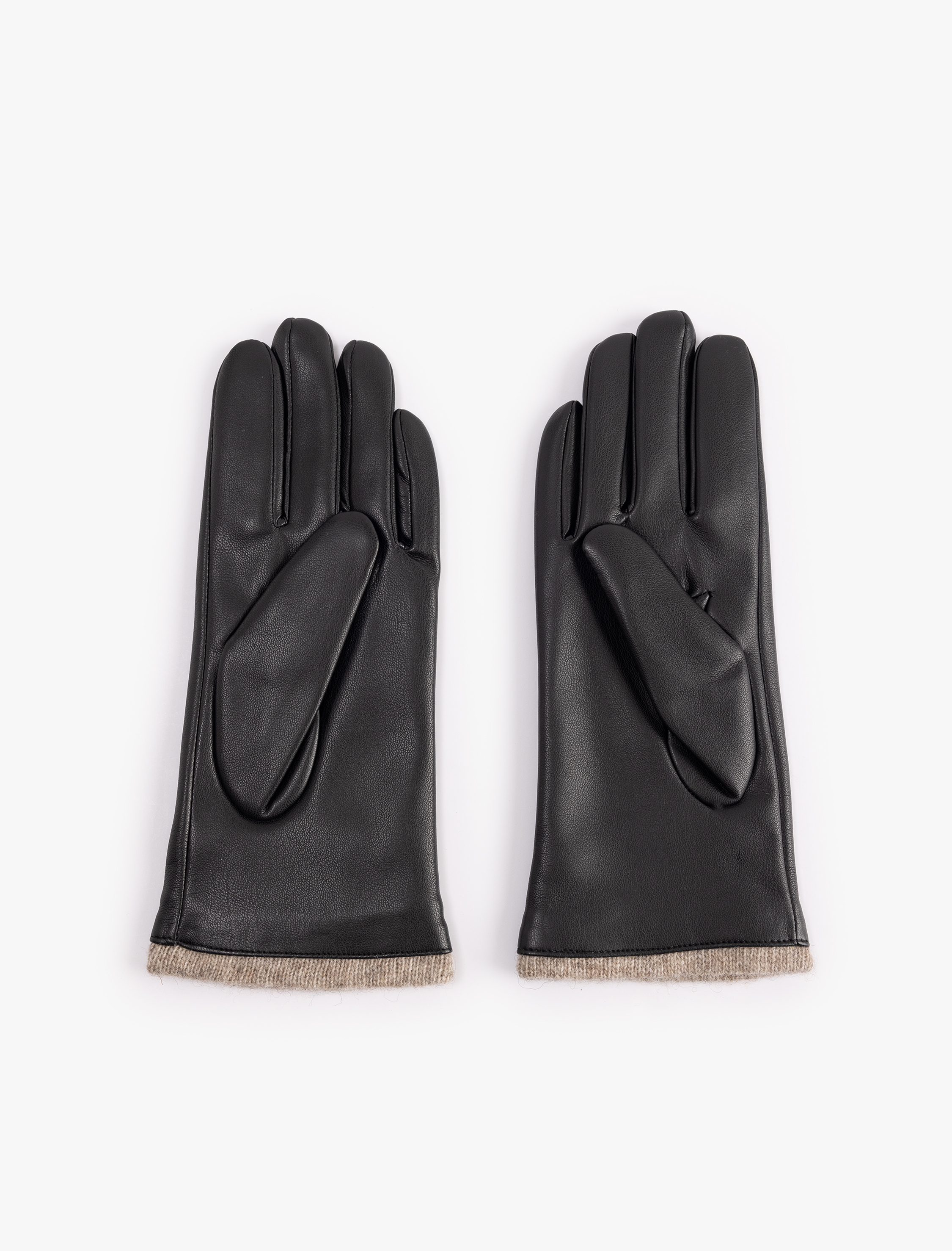  Kadın Suni Deri Kumaş Detaylı Eldiven