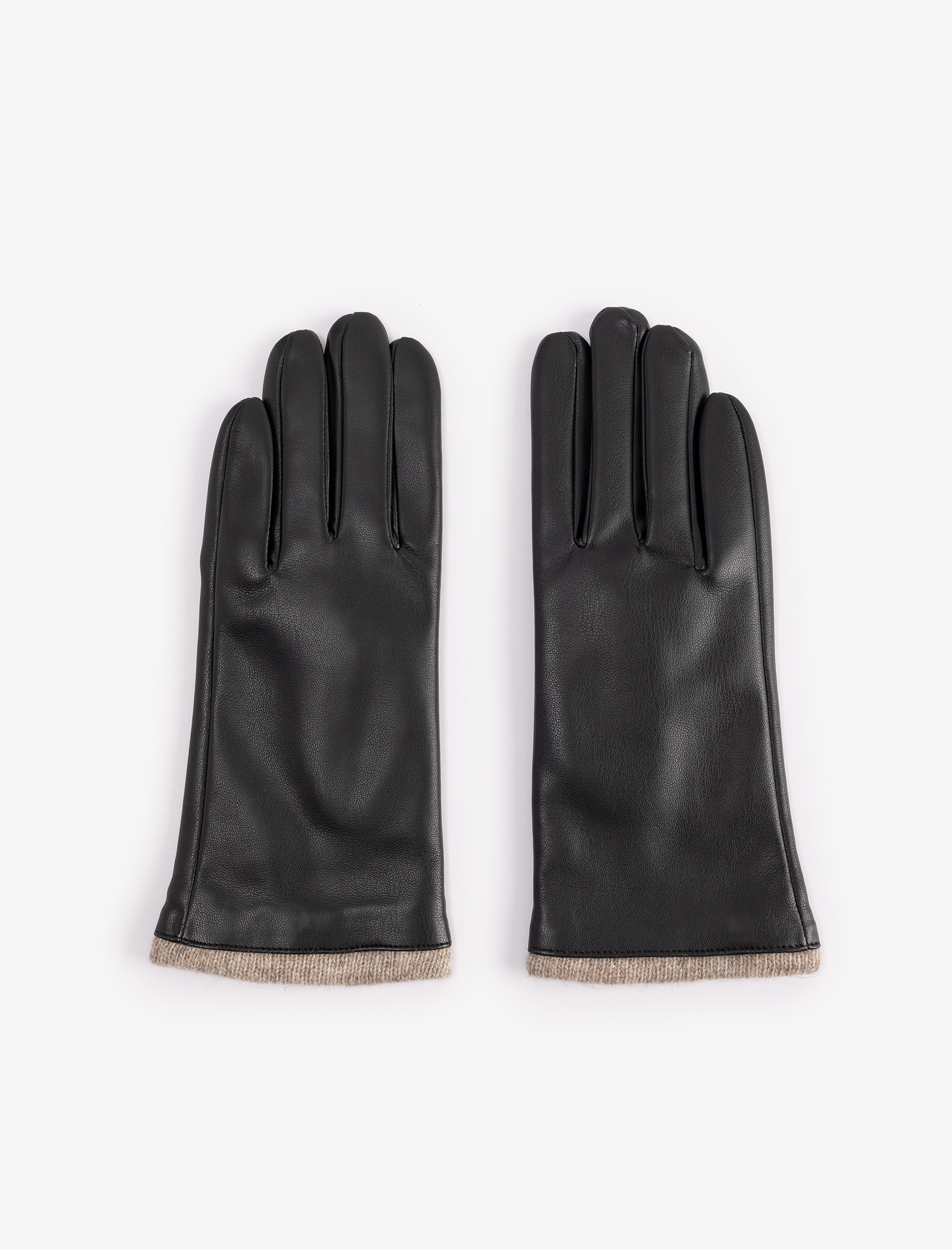  Kadın Suni Deri Kumaş Detaylı Eldiven