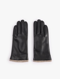 Suni Deri Kumaş Detaylı Eldiven