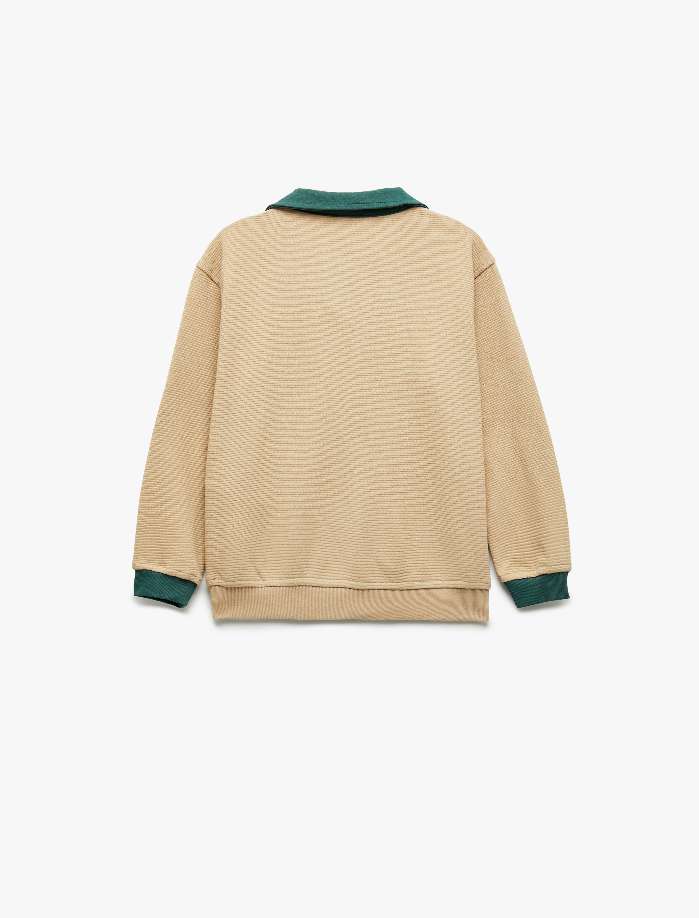  Erkek Çocuk Pamuklu Uzun Kollu Kolej Nakışlı Polo Yaka Sweatshirt