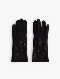 Taş Detaylı Kış Temalı Eldiven