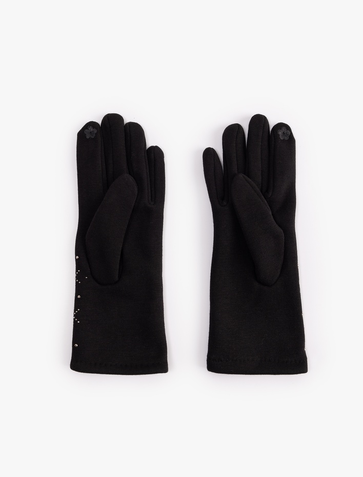 Kadın Taş Detaylı Kış Temalı Eldiven