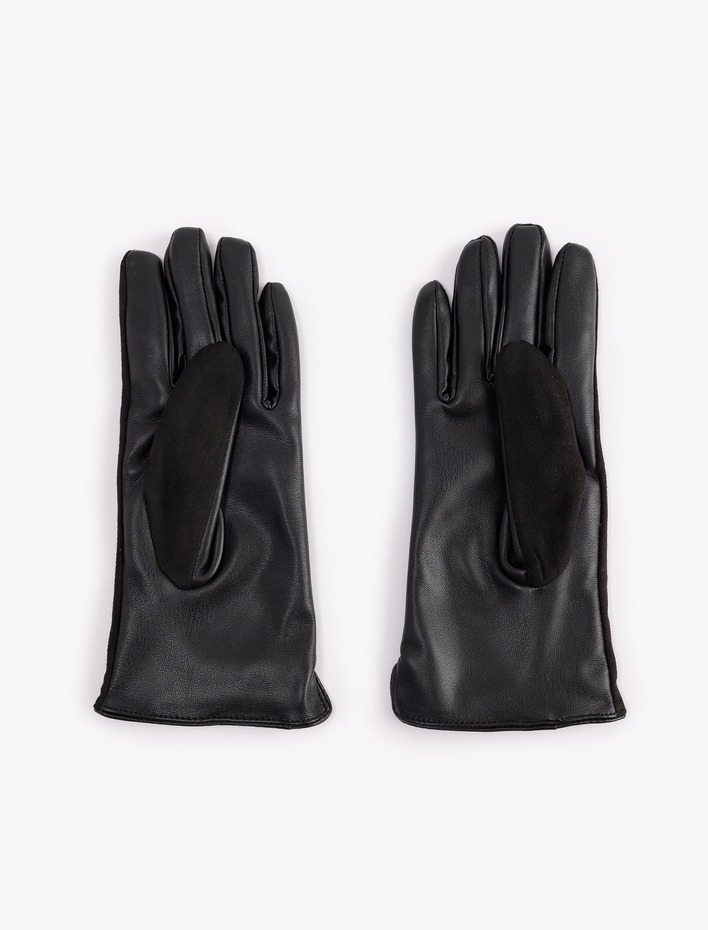 Kadın Suni Deri Süet Görünümlü Eldiven