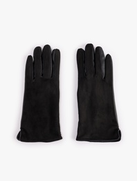 Suni Deri Süet Görünümlü Eldiven