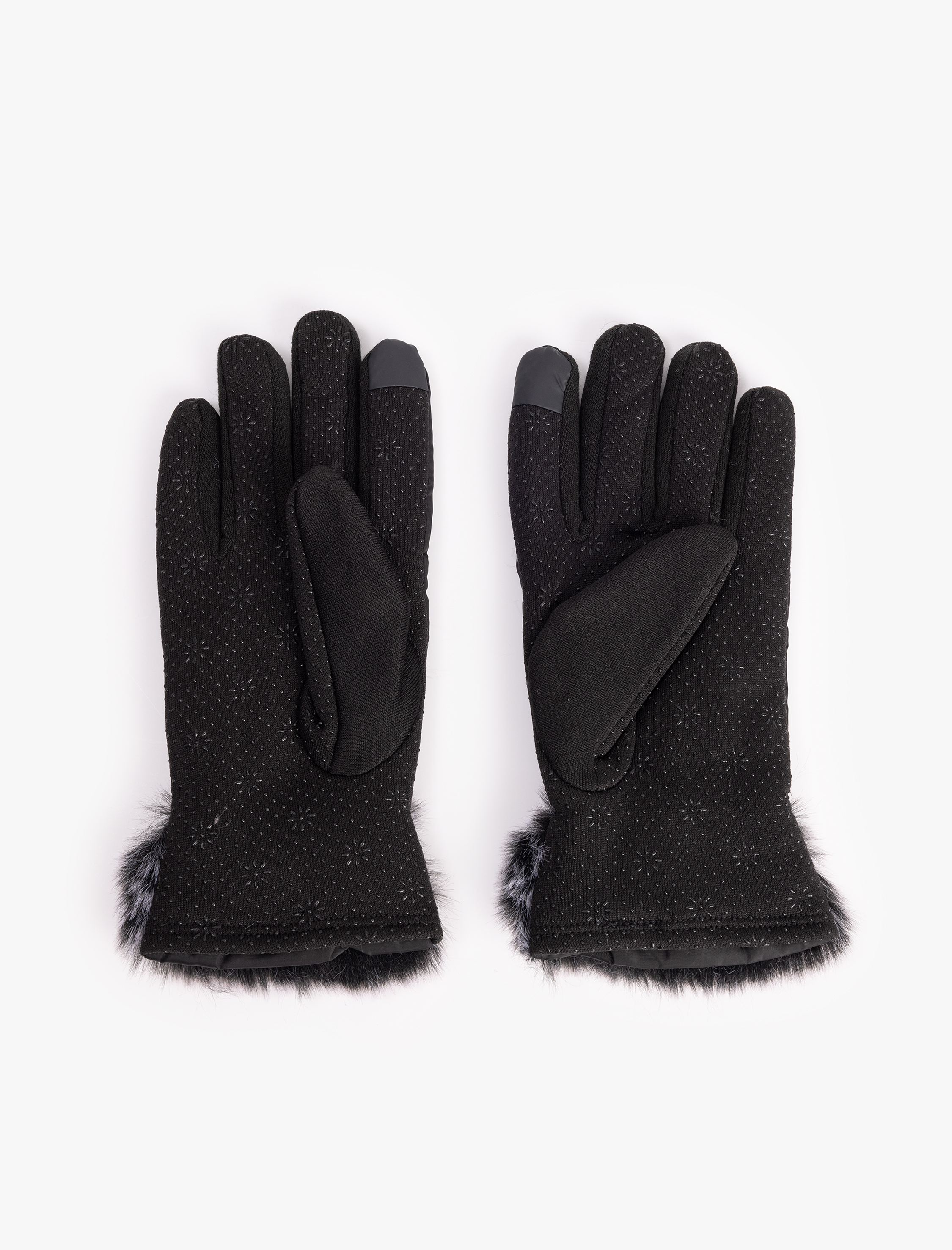  Kadın Taşlı Suni Kürk Detaylı Şişme Kayak Eldiveni